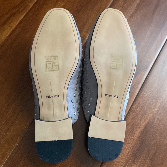 Gray / silver dolce vita studded slides - Picture 3 of 6